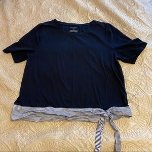 Navy Tank with Striped Bottom